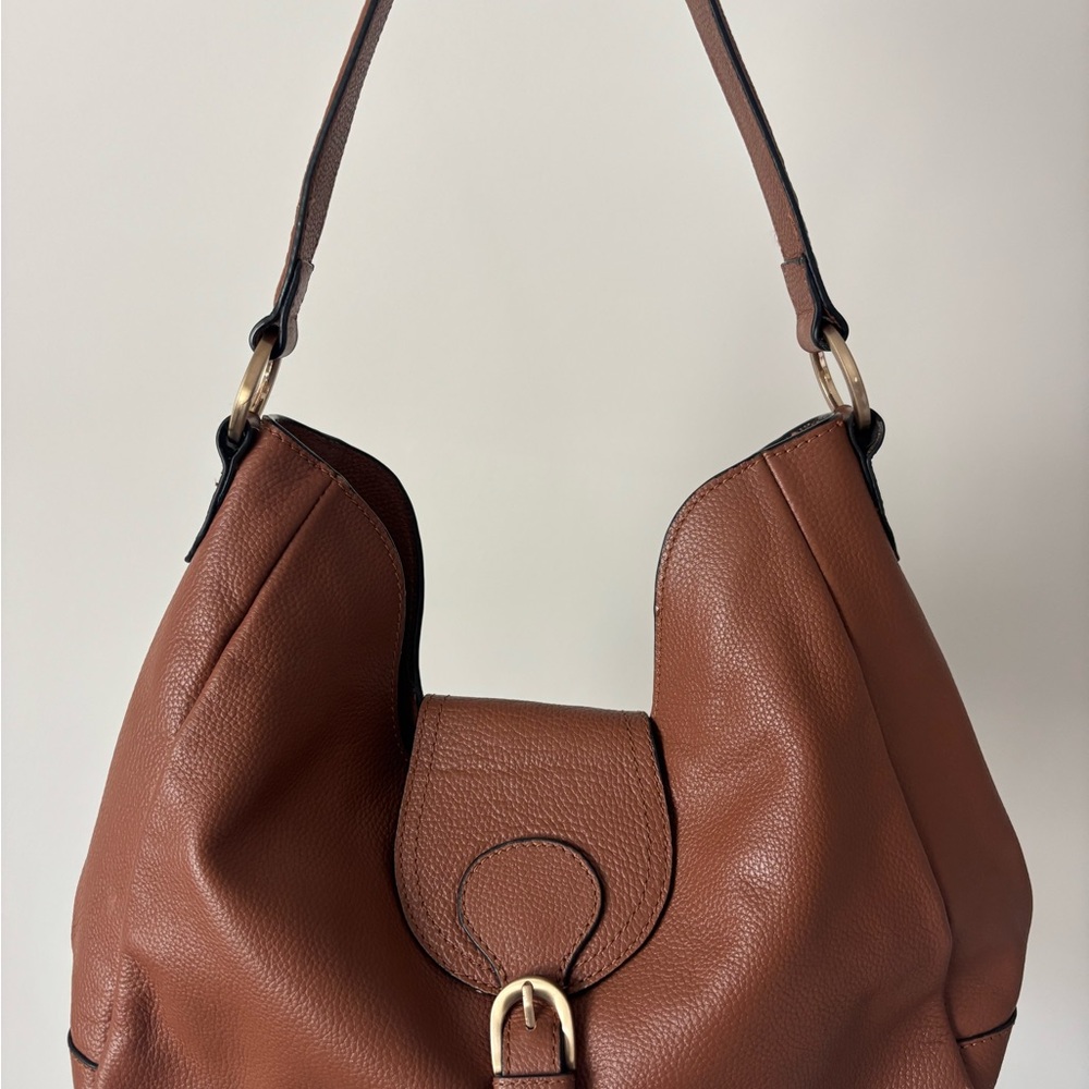 Brown Leather Hobo Shoulder Bag - Classic Women's Tote
